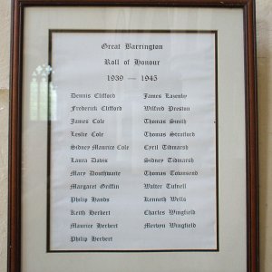 Roll Of Honour Great Barrington Gloucestershire
