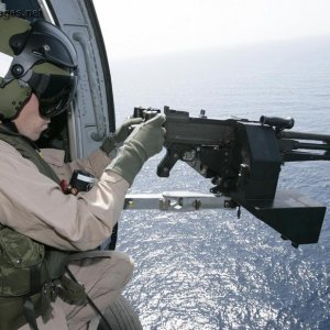Sub Lieutenant Hampton mans the Mag 58 door gun
