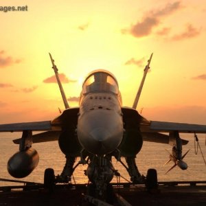 F/A-18 Hornet at sunrise