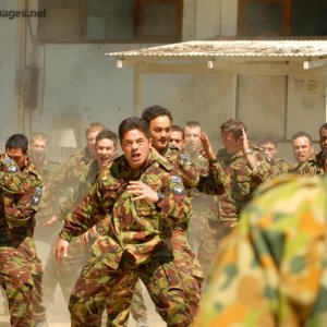NZ soldiers perform the Haka for Brigadier Mick Slater