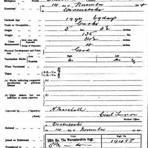 Herbert (Bert) PARROTT Discharge And Regiment