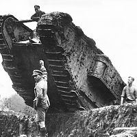 British-tank-rolling-over-trench
