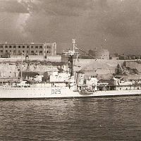 HMS Carysfort With Fort Tigne Rear, Malta 1962