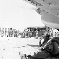 Australian Service Men  Queue For Food Catering Bus At RAF Ta Kali 1943