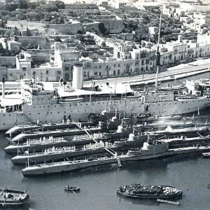 Submarine Repair Ship, HMS Cyclops In Msida Creek, Pieta 1930s