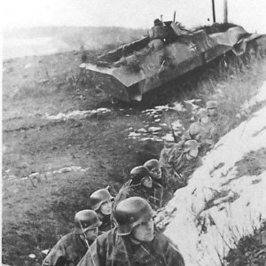 German soldiers with a SdKfz 251/1 (March, 1945)