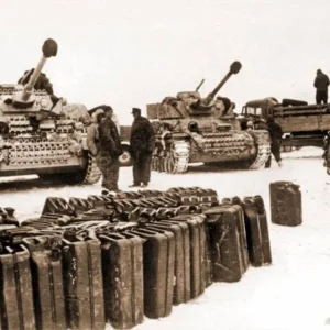 Two Panzer IV being refueled on the Eastern Front