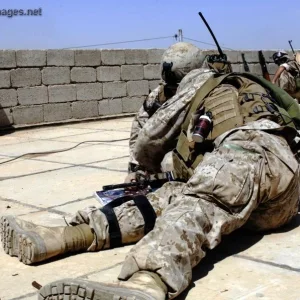 U.S. Marines during a rooftop gun battle in Ramadi