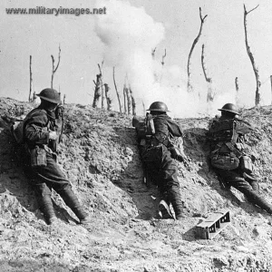 Troops in the firing line at Passchendale