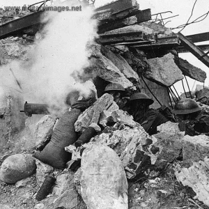 Machine gun in action