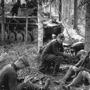 German soldiers resting in 27th Jun 1941 at Raate road