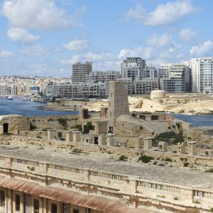 View of Fort St Elmo and Tigne Fort (rear) Malta.