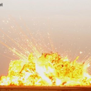 Controlled detonation blast lights up the sky