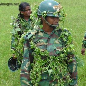 Lady officer in Camouflage and Concealment exercise