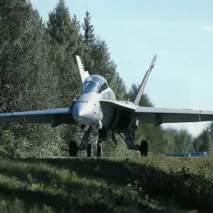 F/A-18D taxiing from dispersal area to the main road