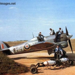 Hawker Typhoon being rearmed, refuelled and serviced