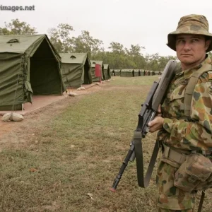 Leading Aircraftman patrolling the accommodation area