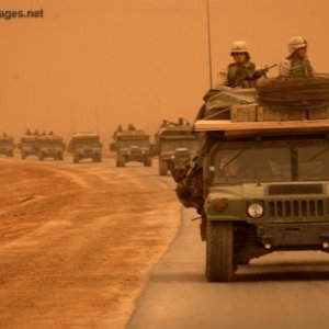 Convoy north along Highway 8 in Iraq