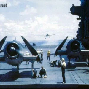 F-6F Hellcat with wings folded before sortie