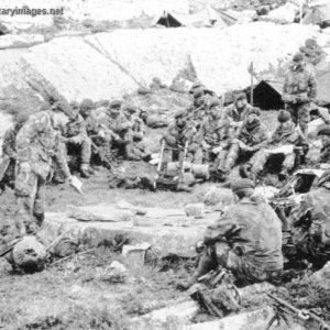 Troop Commander of 42 Commando briefs his men