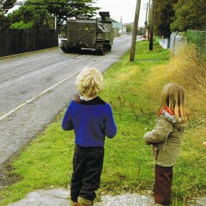 Falkland Islands children watch an Argentine Amtrack