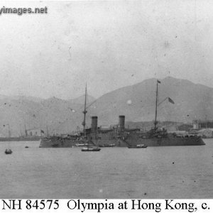 USS Olympia (C-6) At Hong Kong, circa April 1898