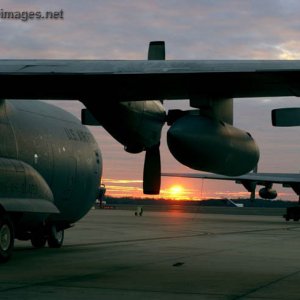 Military Equipment at Sunset