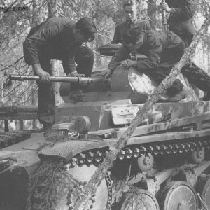 Crew is checking the weapons of their Pz.Kpfw II