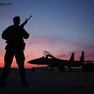 Staff Sgt. guards an F-15 Eagle