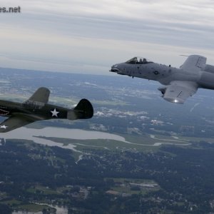 P-40 Tomahawk and an A-10 Thunderbolt II
