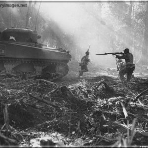 m4 Infantrymen tank Bougainville