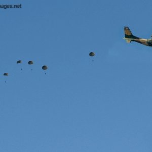 Special Forces parachuting from a Spanish T.19