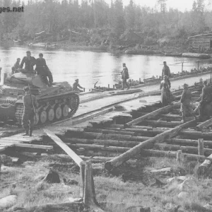 Pontoon bridge over Sohjananjoki river