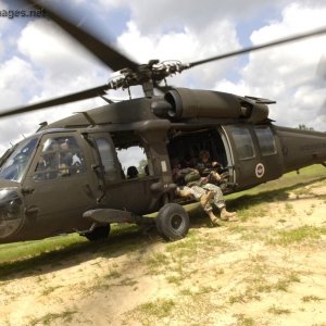 Army UH-60 Blackhawk waits to take off