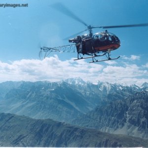 Indian Army Helicopter flying high above the battlefield
