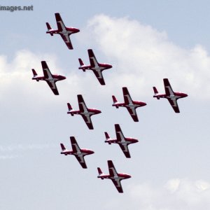Snowbirds perform a nine-plane formation