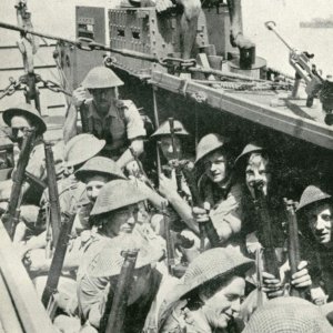 British troops in a landing craft assault (LCA), 9 July 1943