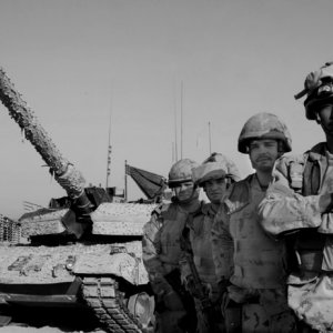 A Canadian Leopard 2 tank crew in Afghanistan.