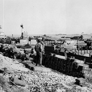 Supplies arrive at Normandy Beaches