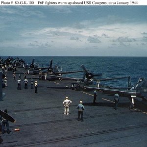 F6F on deck  USS Cowpens (CVL-25)