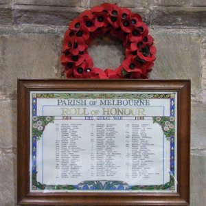 Melbourne Derbyshire WW1 Roll of Honour