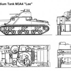 Medium tank m3a4 Lee drawing