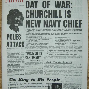 Daily Mirror Front Page 1939