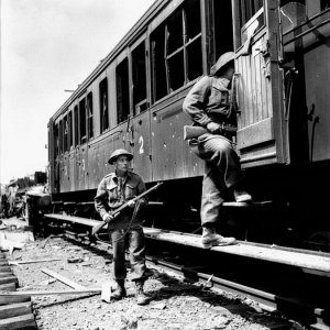 Soldiers search train WW2