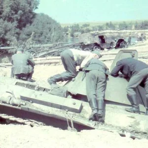 German soldiers and T-34