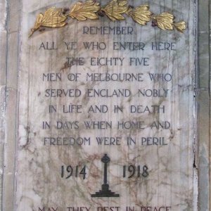 Melbourne War Memorial, Derbyshire