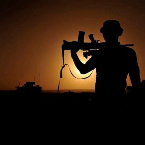 1 Mechanized Brigade soldier silhouetted