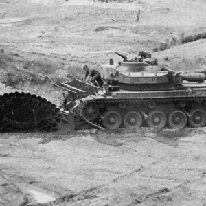Centurion AVRE laying pipes fascine