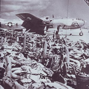 Removed B-29 engines on Iwo Jima