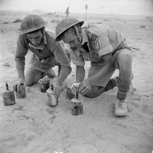 Defusing German "S" mines. WW2